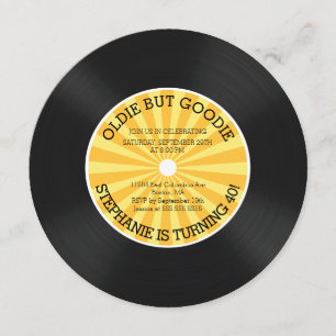 Retro Vinyl Record Geburtstagsparty Einladung
