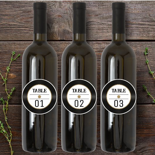 Retro Vinyl Record Gold Glitzer Tischnummer 4x4 Aufkleber