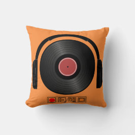 Retro Vinyl Record Headphones Music Pillow Kissen