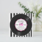 Retro Vinyl Record l Modern Sweet 16 B'day Einladung (Stehend Vorderseite)