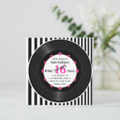 Retro Vinyl Record l Modern Sweet 16 B'day Einladung (Stehend Vorderseite)