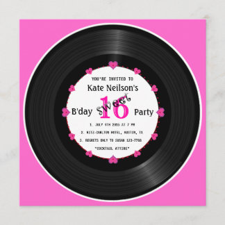 Retro Vinyl Record l Modern Sweet 16 B'day Einladung