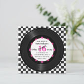 Retro Vinyl Record l Modern Sweet 16 B'day Einladung (Stehend Vorderseite)