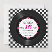 Retro Vinyl Record l Modern Sweet 16 B'day Einladung (Vorderseite)