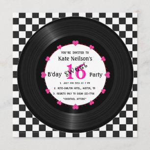 Retro Vinyl Record l Modern Sweet 16 B'day Einladung