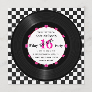 Retro Vinyl Record l Modern Sweet 16 B'day Einladung