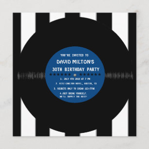 Retro Vinyl Record l Moderne Geburtstagsparty lädt Einladung