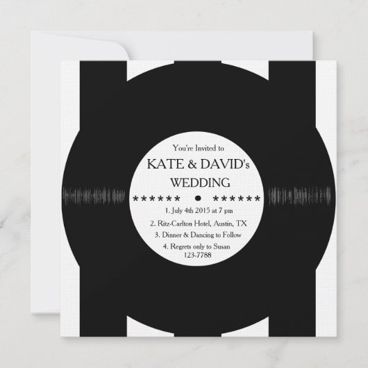 Retro Vinyl Record Moderne schicke Hochzeitseinlad Einladung (Vorderseite)
