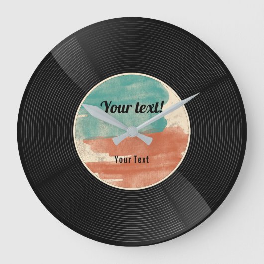 Retro Vinyl Record Music Album Große Wanduhr (Vorderseite)