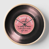 Retro Vinyl Record Music Hour Pink Uhr (Vorderseite)