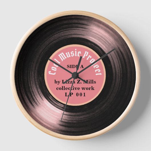 Retro Vinyl Record Music Hour Pink Uhr (Vorderseite)