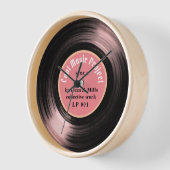 Retro Vinyl Record Music Hour Pink Uhr (Winkel)