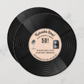 Retro Vinyl Record Music Karaoke Birthday Party Einladung (Vorne/Hinten)