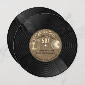 Retro Vinyl Record Music Karaoke Disco Birthday Einladung (Vorne/Hinten)