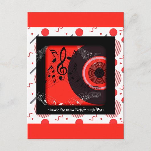 Retro Vinyl Record Music klingt bei Ihnen besser Postkarte (Vorderseite)