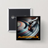 Retro Vinyl Record, Music Lover Button (Vorne & Hinten)