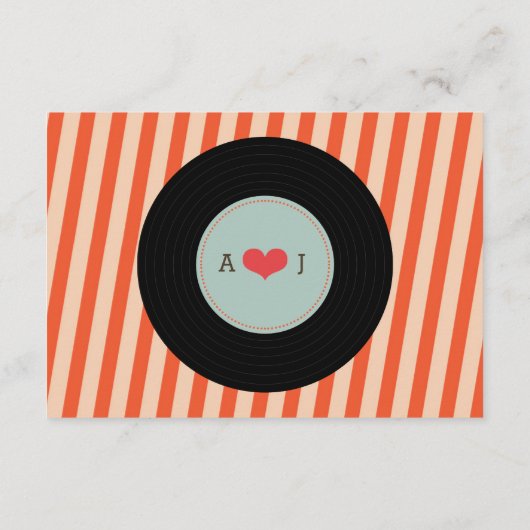Retro Vinyl Record Orange Sky Blue Wedding Insert (Rückseite)
