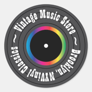 Retro Vinyl Record Personalisiert Runder Aufkleber