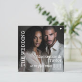 Retro Vinyl Record Photo Cover Wedding Einladung (Stehend Vorderseite)