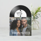 Retro Vinyl Record Photo Cover Wedding Einladung (Stehend Vorderseite)