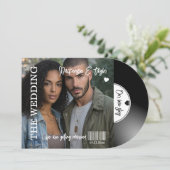 Retro Vinyl Record Photo Cover Wedding Einladung (Stehend Vorderseite)