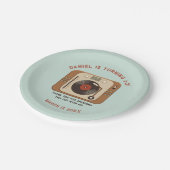 Retro Vinyl Record Player 60th Birthday  Pappteller (Schrägansicht)