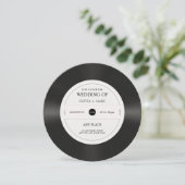 Retro Vinyl Record QR Code Hochzeit Einladung (Stehend Vorderseite)