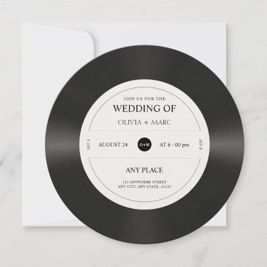 Retro Vinyl Record QR Code Hochzeit Einladung (Vorderseite)