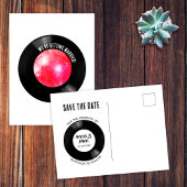 Retro Vinyl Record Rosa Diskothek Save the Date Postkarte