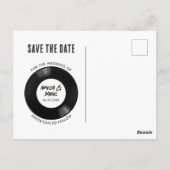 Retro Vinyl Record Rosa Diskothek Save the Date Postkarte (Rückseite)