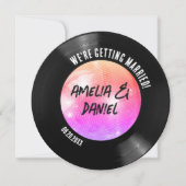 Retro Vinyl Record Rosa Orange Disco Ball Wedding Einladung (Vorderseite)
