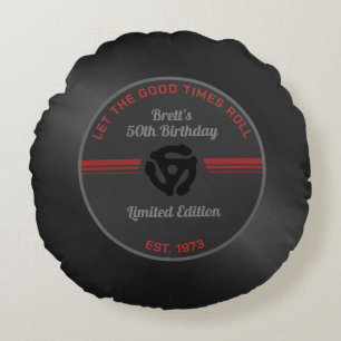 Retro Vinyl Record Round Pillow - Vintag Music Bi Rundes Kissen