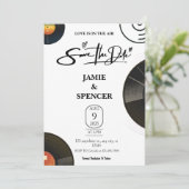 Retro Vinyl Record Save the Date Einladung (Stehend Vorderseite)