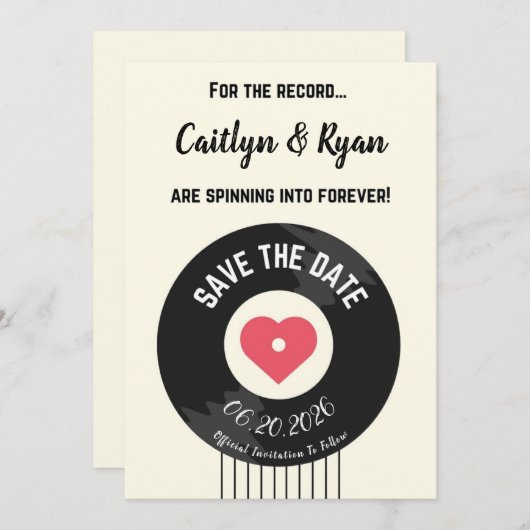 Retro Vinyl Record Save the Date - Music Lover (Vorne/Hinten)