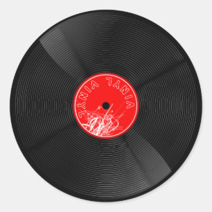 Retro Vinyl Record Sticker - Elegante Musik