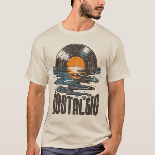 Retro Vinyl Record Sunset T-Shirt (Vorderseite)