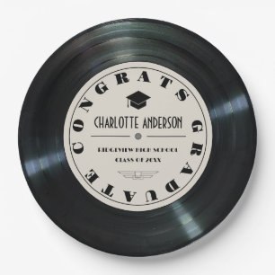 Retro Vinyl Record Tan Abschluss Pappteller