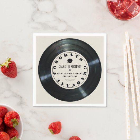 Retro Vinyl Record Tan Abschluss Serviette (Beispiel)