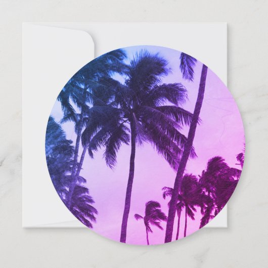 Retro Vinyl Record Tropical Palm Tree Abschluss Einladung (Rückseite)