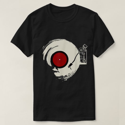 Retro Vinyl Record Turntable Design T-Shirt (Design vorne)