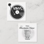 Retro Vinyl Record-Turntable Quadratische Visitenkarte (Vorne/Hinten)