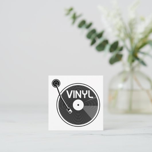 Retro Vinyl Record-Turntable Quadratische Visitenkarte (Stehend Vorderseite)