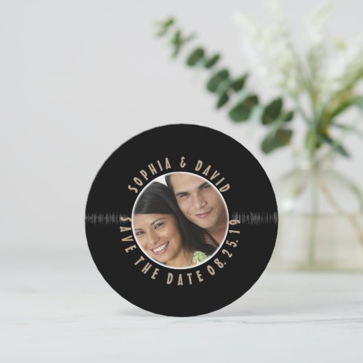 Retro Vinyl Record Wedding FOTO SAVE THE DATE (Stehend Vorderseite)