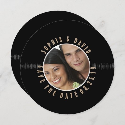 Retro Vinyl Record Wedding FOTO SAVE THE DATE (Vorne/Hinten)