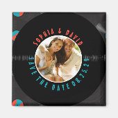 Retro Vinyl Record Wedding FOTO SAVE THE DATE Magnet (Vorne)