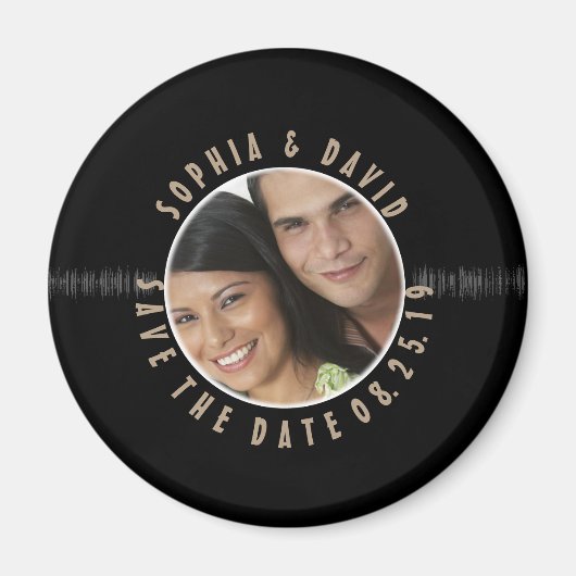 Retro Vinyl Record Wedding FOTO SAVE THE DATE Magnet (Vorne)