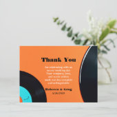 Retro Vinyl Record Wedding Foto Vielen Dank Dankeskarte (Stehend Vorderseite)
