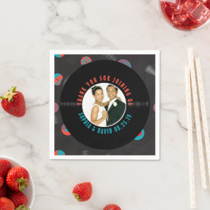 Retro Vinyl Record Wedding Foto Vielen Dank Serviette