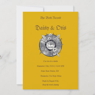 Retro Vinyl Record Wedding Invitation 70s Boho Einladung
