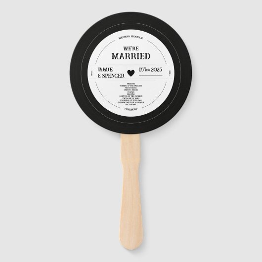 Retro Vinyl Record Wedding Program Fächer (Vorderseite)